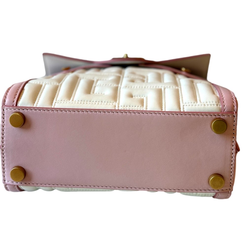 Balmain Balmain B-Buzz 23 Pink White Tote Crossbody Shoulder Bag Quilted Leather - Detail 2