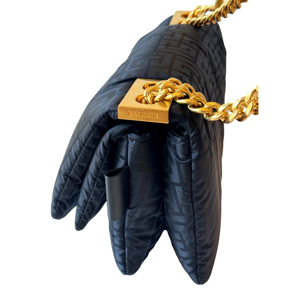 Balmain Balmain 1945 Nylon Monogram Flap Crossbody Shoulder Bag Black Small - Detail 2