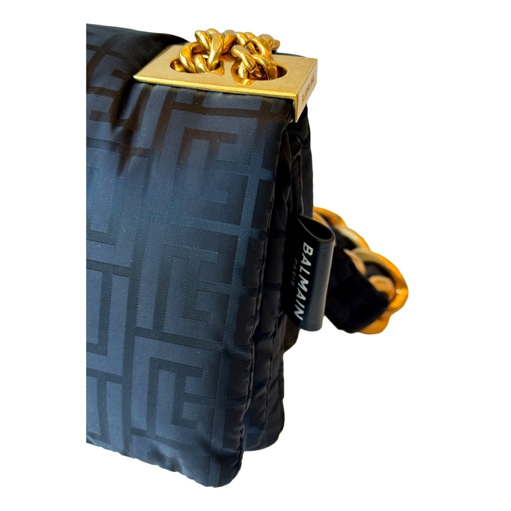 Balmain Balmain 1945 Nylon Monogram Flap Crossbody Shoulder Bag Black Small - Image 11