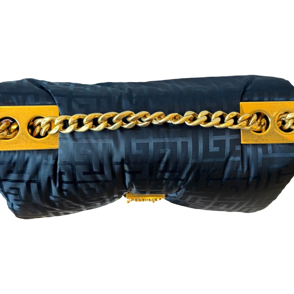 Balmain Balmain 1945 Nylon Monogram Flap Crossbody Shoulder Bag Black Small - Image 12