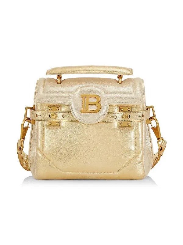 Balmain Balmain B-Buzz 23 Metallic Gold Tote Crossbody Shoulder Bag Calf Leather