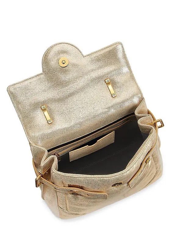 Balmain Balmain B-Buzz 23 Metallic Gold Tote Crossbody Shoulder Bag Calf Leather - Back view