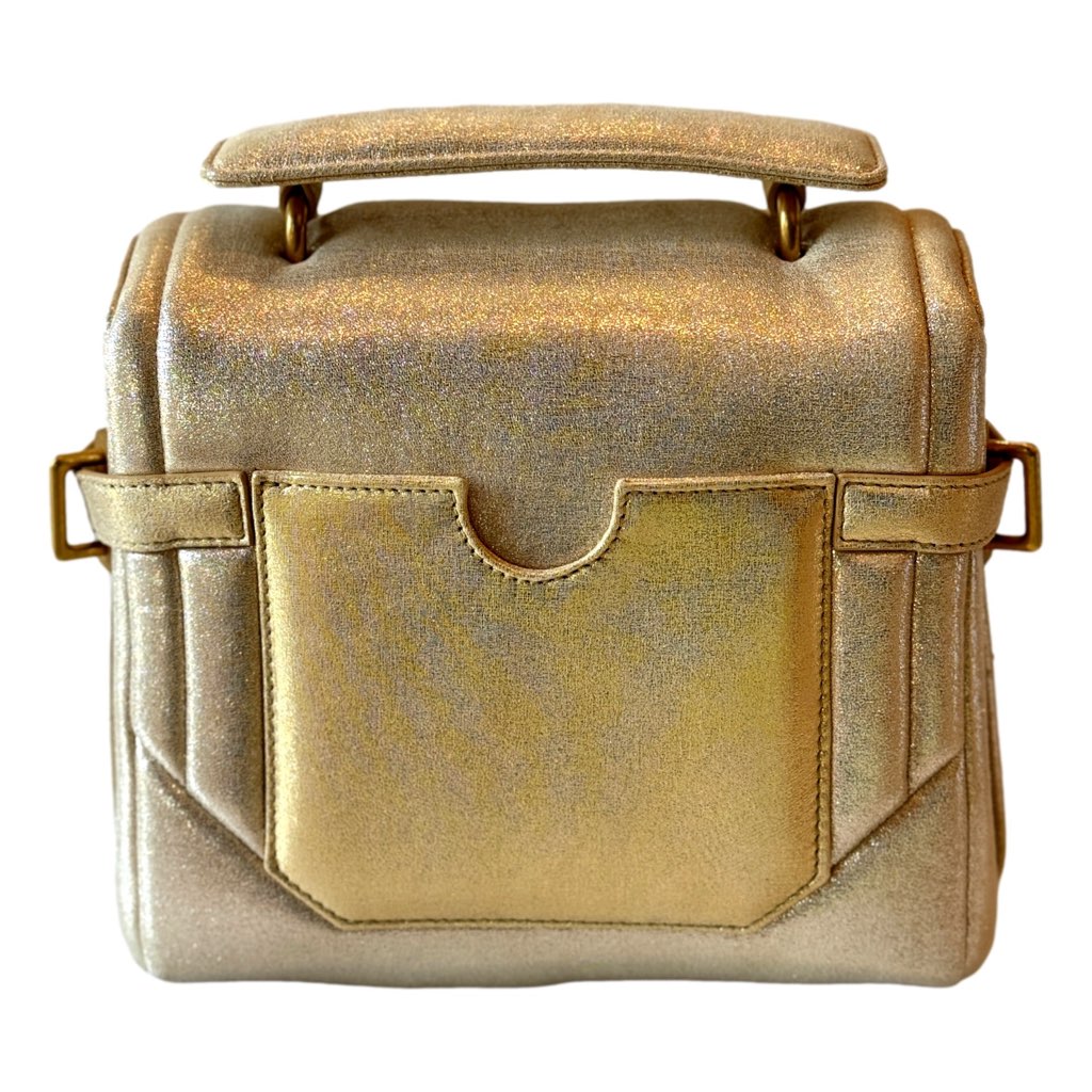 Balmain Balmain B-Buzz 23 Metallic Gold Tote Crossbody Shoulder Bag Calf Leather - Side view