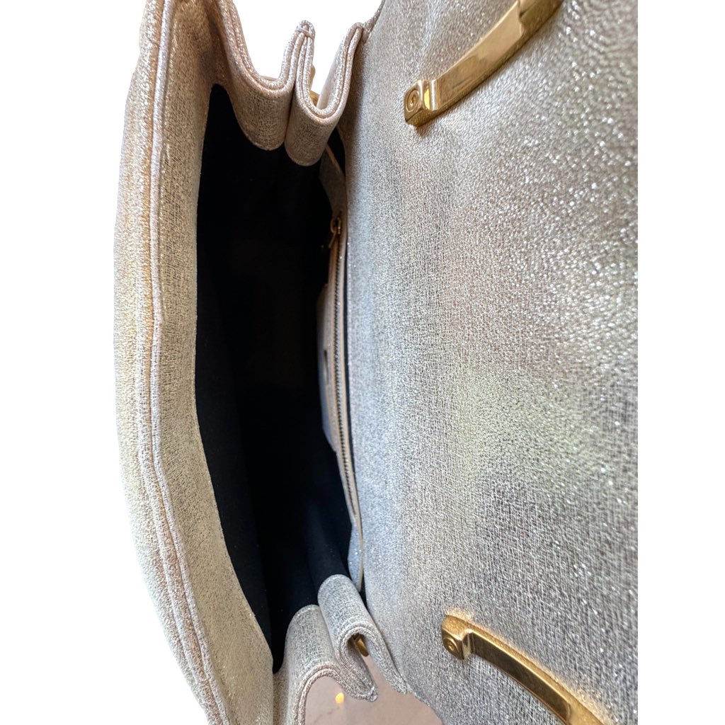 Balmain Balmain B-Buzz 23 Metallic Gold Tote Crossbody Shoulder Bag Calf Leather - Image 11