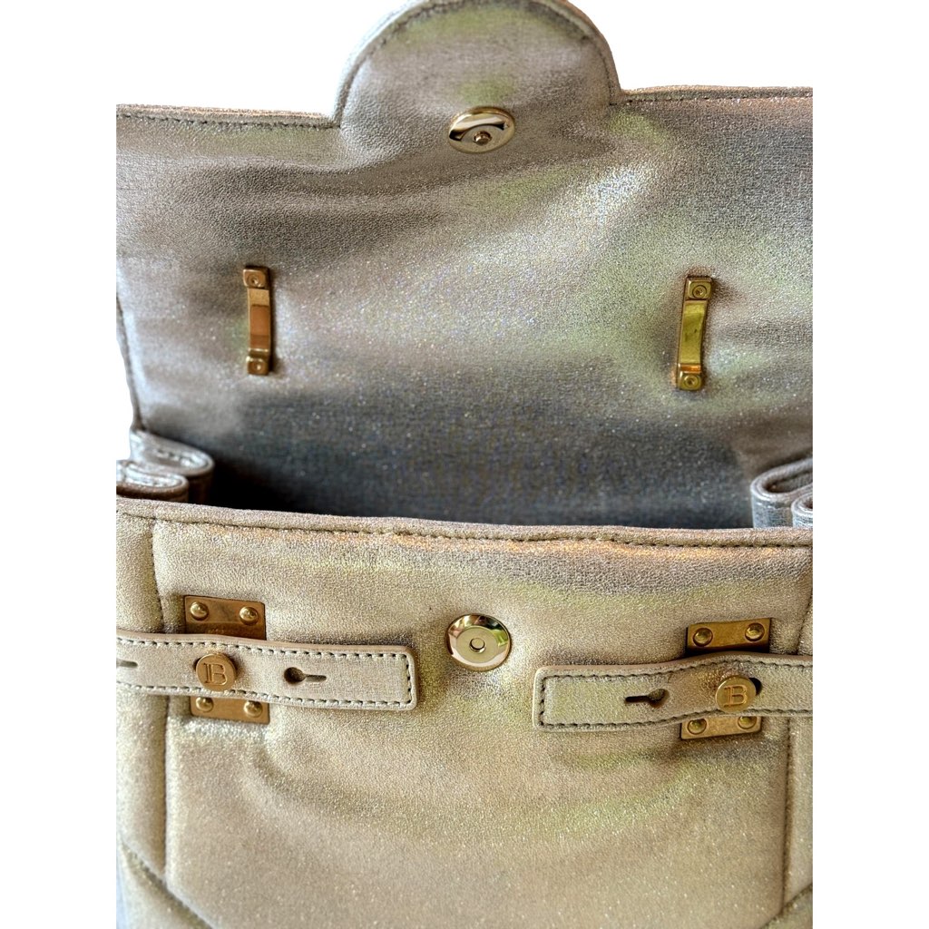 Balmain Balmain B-Buzz 23 Metallic Gold Tote Crossbody Shoulder Bag Calf Leather - Image 12