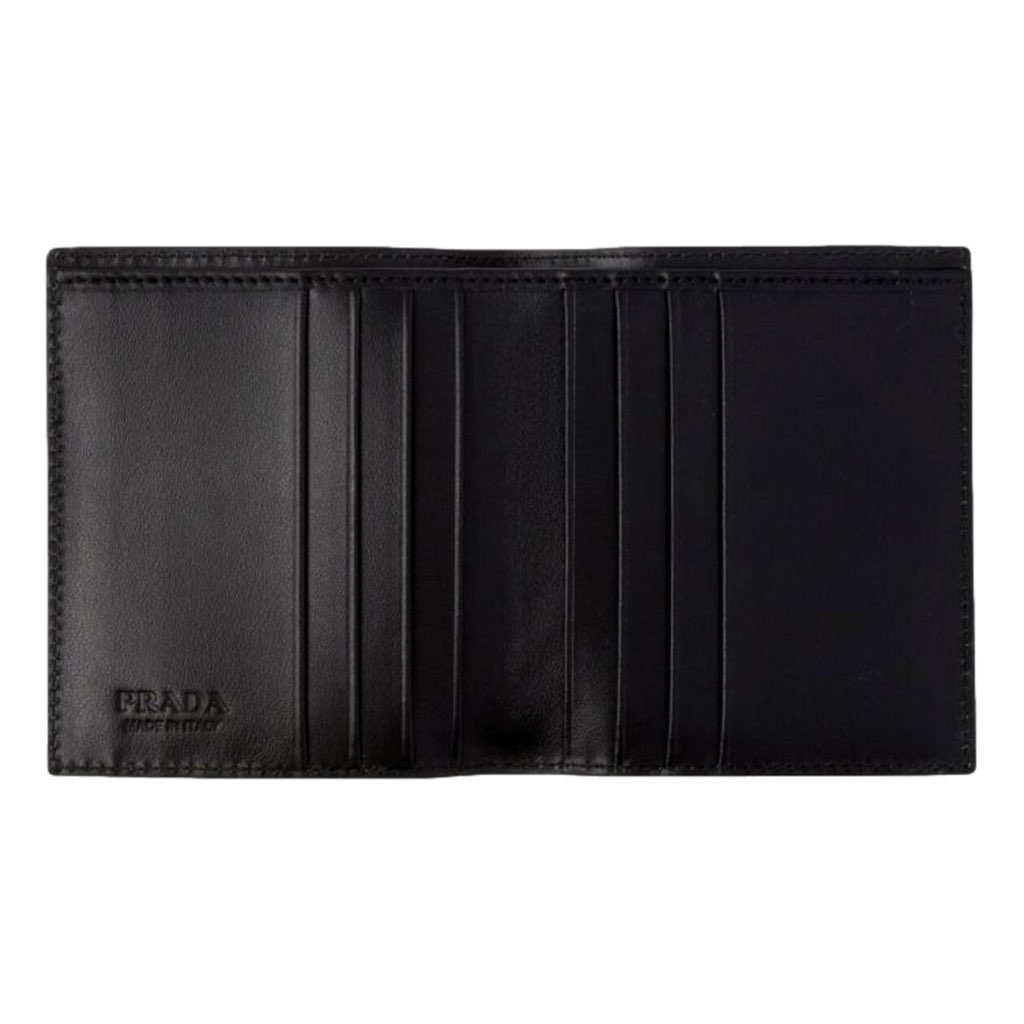 Prada Prada Spazzolato Foldover Card Wallet Metallic Silver Embossed Leather - 4