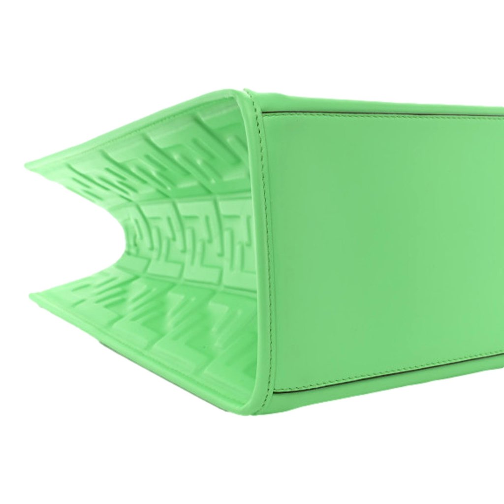 Fendi Fendi Sunshine Medium Plexi FF Embossed Leather Tote Edamame Green - Side view