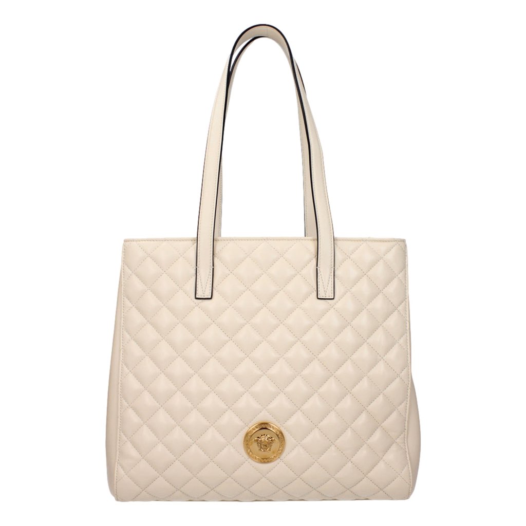 Versace Versace La Medusa Ivory Quilted Leather Totebag