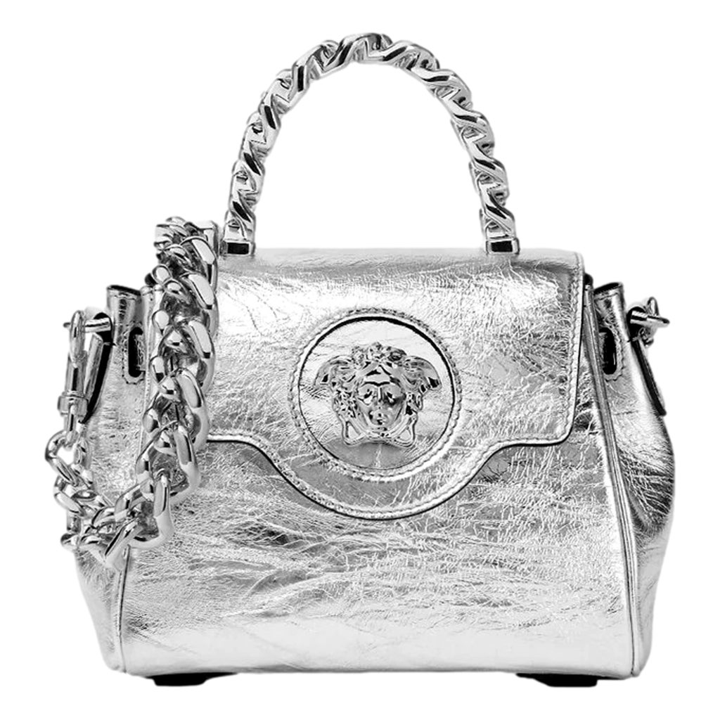 Versace Versace La Medusa Silver Metallic Top Handle Handbag
