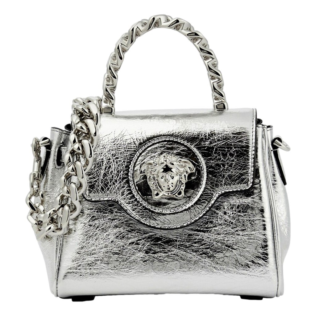 Versace Versace La Medusa Silver Metallic Top Handle Handbag - Back view