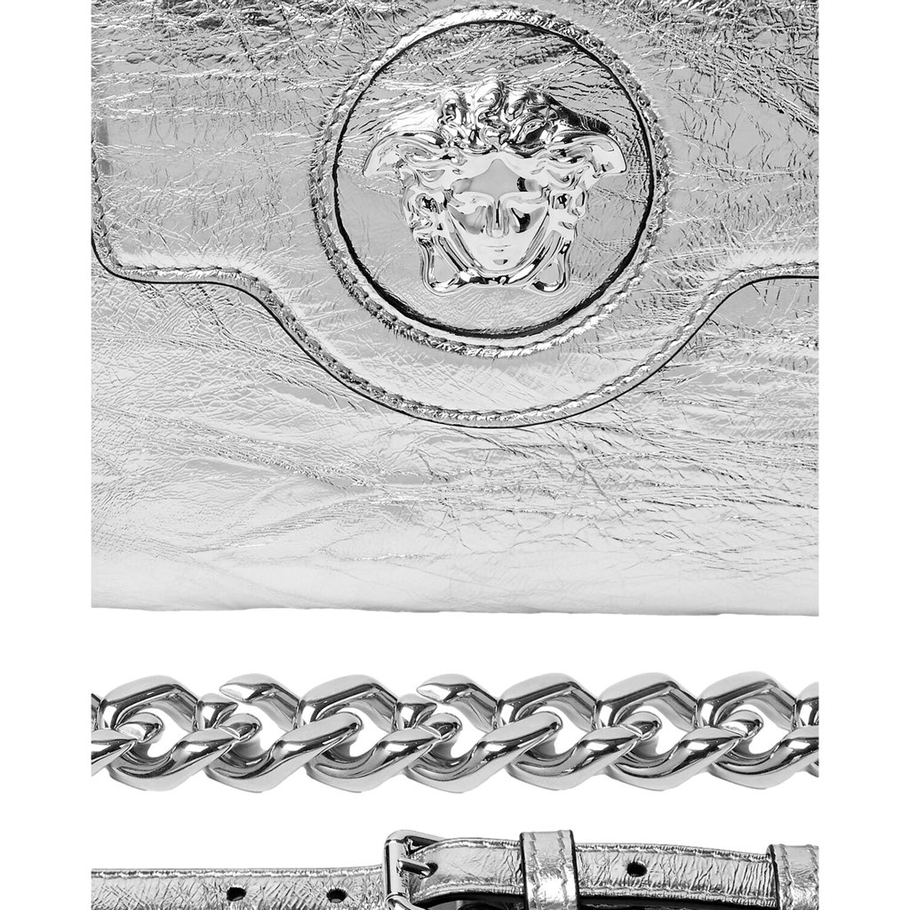 Versace Versace La Medusa Silver Metallic Top Handle Handbag - Image 10