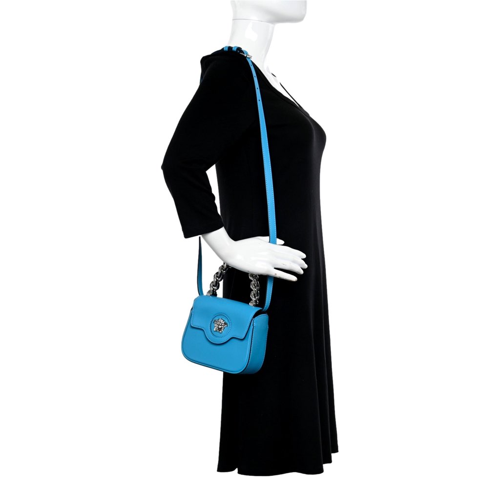 Versace Versace Blue La Medusa Mini Top-Handle Bag - Image 10