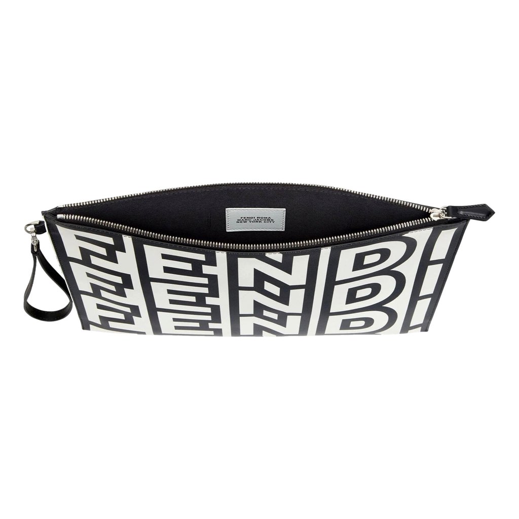 Fendi Fendi by Marc Jacobs Roma Black White Large Leather Clutch - Image 6