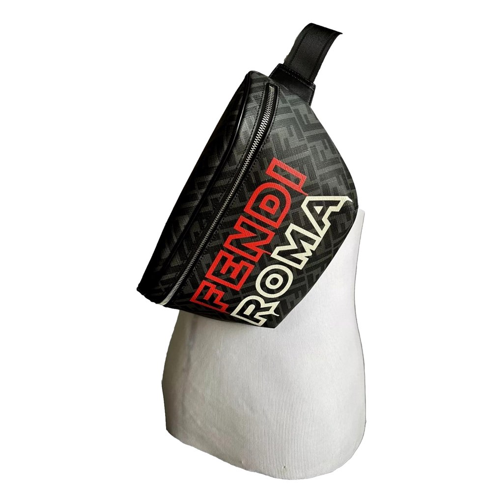 Fendi Fendi Roma Fendigraphy Nero and Rosso Leather Belt Bag - 4