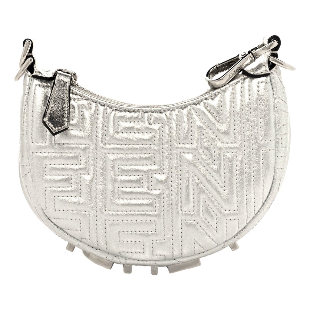 Fendi Fendi x Marc Jacobs Fendigraphy Silver Mini Hobo Leather Bag
