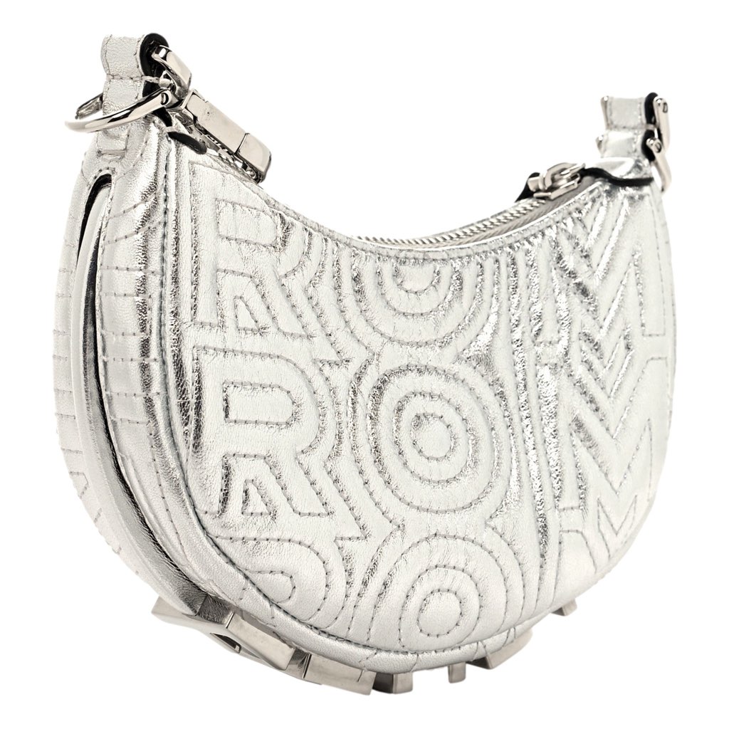 Fendi Fendi x Marc Jacobs Fendigraphy Silver Mini Hobo Leather Bag - Back view