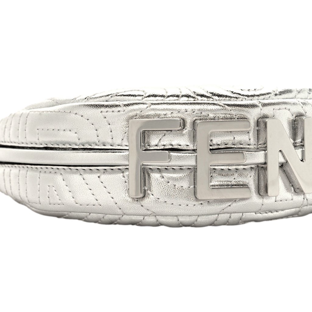 Fendi Fendi x Marc Jacobs Fendigraphy Silver Mini Hobo Leather Bag - Side view