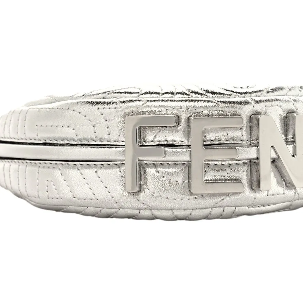 Fendi x Marc Jacobs Fendigraphy Silver Mini Hobo Leather Bag Silver Leather Never worn, with tag - Box View