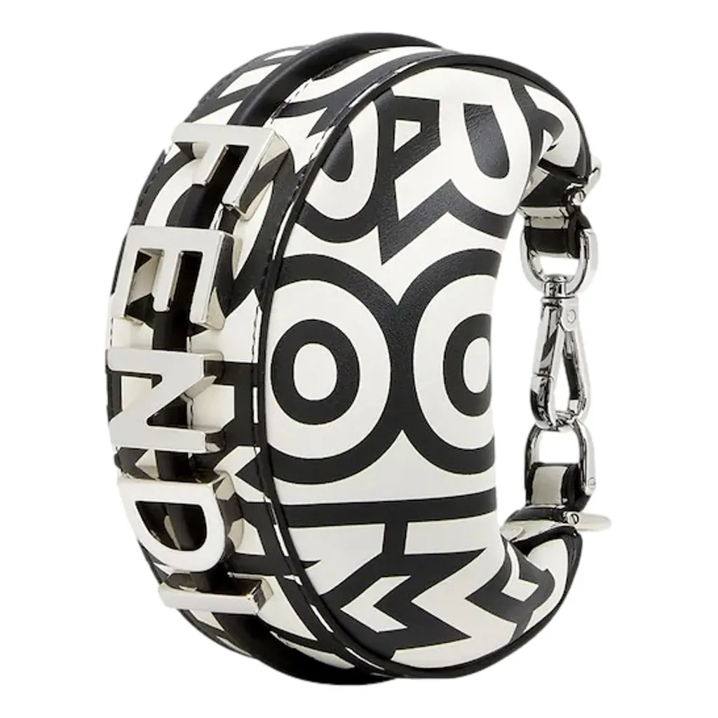 Fendi x Marc Jacobs Fendigraphy Black and White Hobo Nano Bag Black Leather Never worn, with tag - Back View