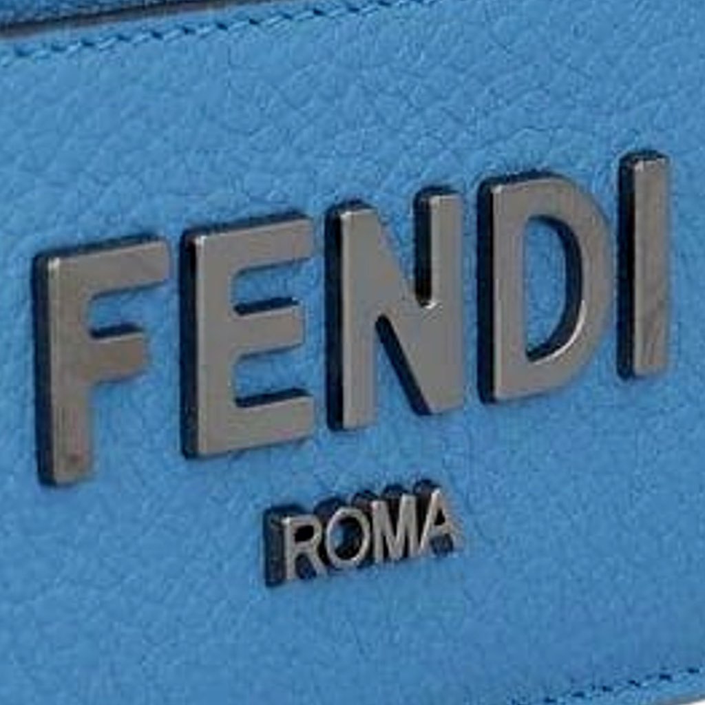 Fendi Fendi Signature Fiordaliso Blue Grained Leather Card Case Wallet - Side view