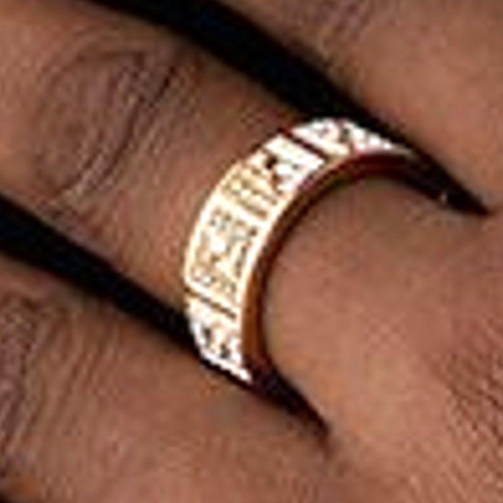 Fendi Fendi FF Crystal Embellished Wide Band Gold Ring Small - Side view