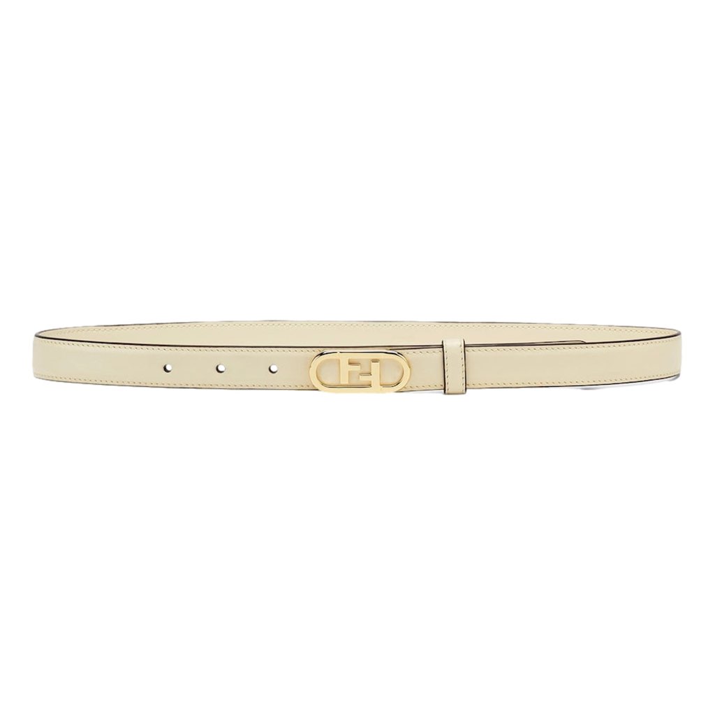 Fendi Fendi O'Lock Ivory Leather Skinny Belt Size 90