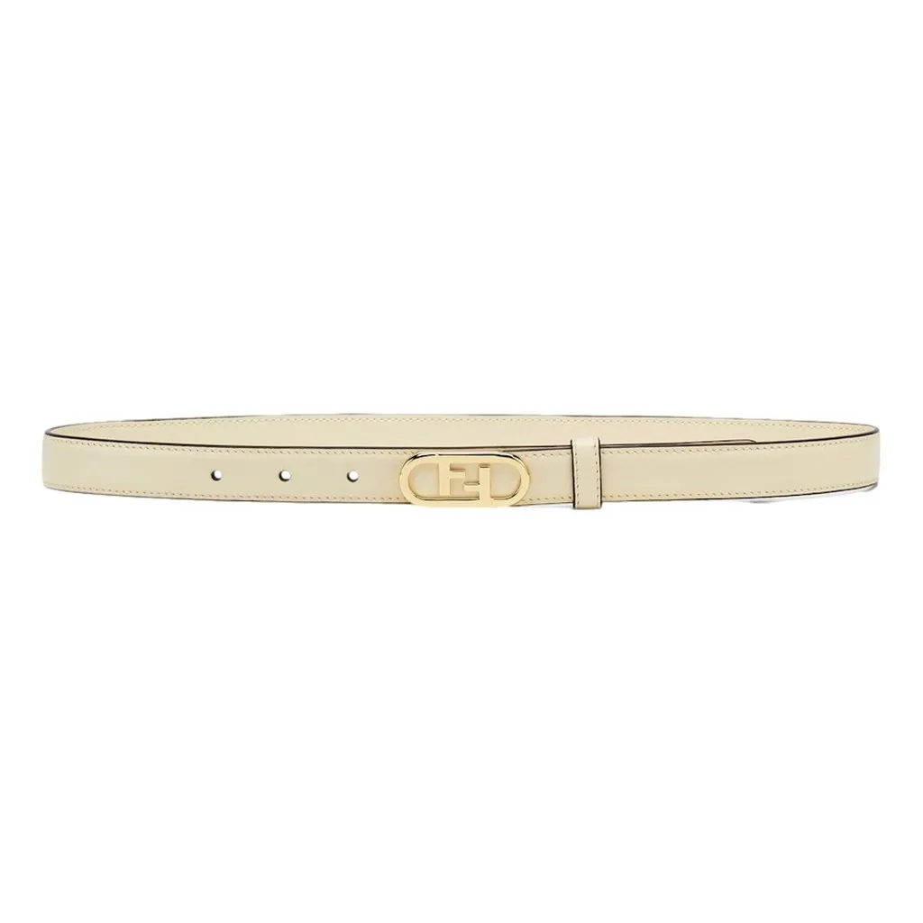 Fendi O'Lock Ivory Leather Skinny Belt Size 90 White Leather Never worn, with tag - Front View
