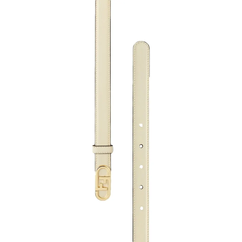 Fendi O'Lock Ivory Leather Skinny Belt Size 90 White Leather Never worn, with tag - Back View