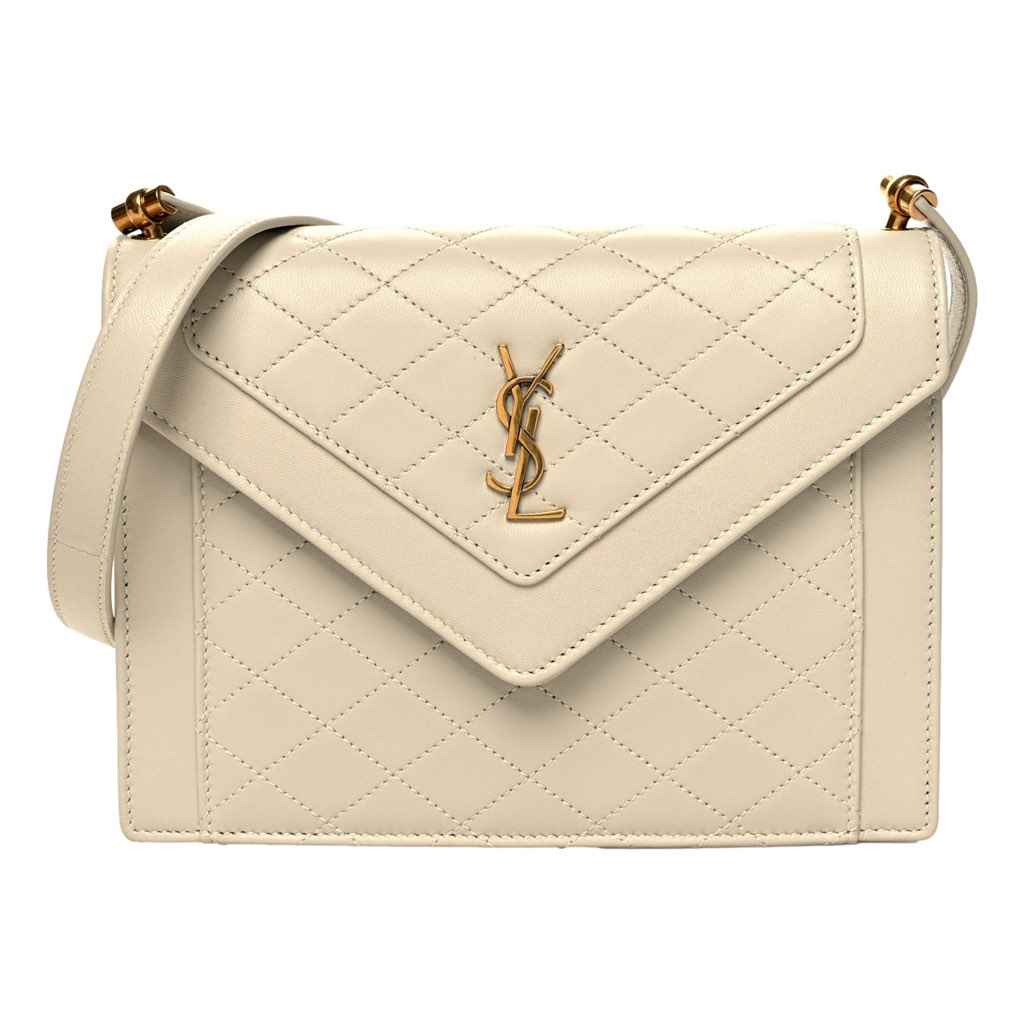 Saint Laurent Saint Laurent Gabby Quilted Ivory Crema Lambskin Shoulder Bag