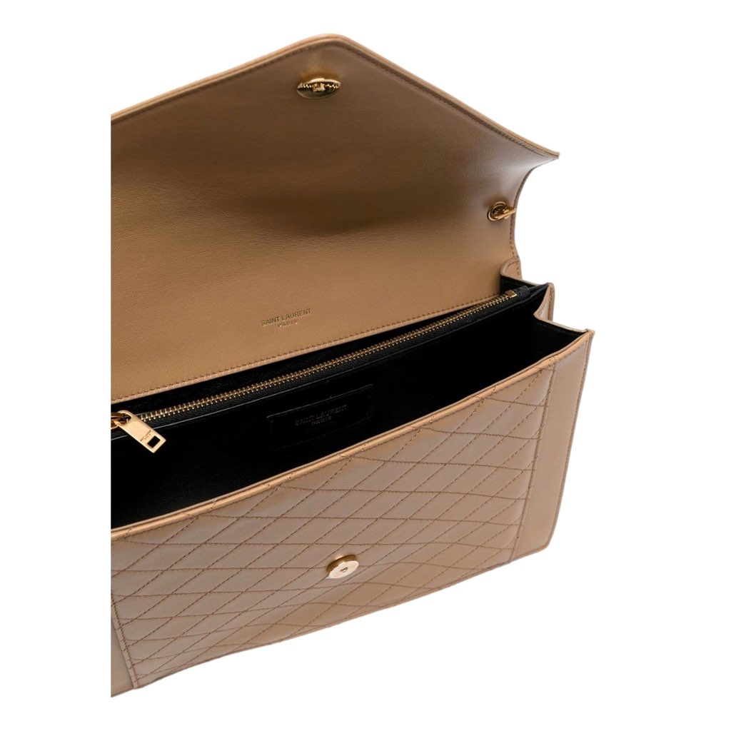 Saint Laurent Saint Laurent Gabby Monogram Quilted Lambskin Leather Light Brown Shoulder Bag - Side view