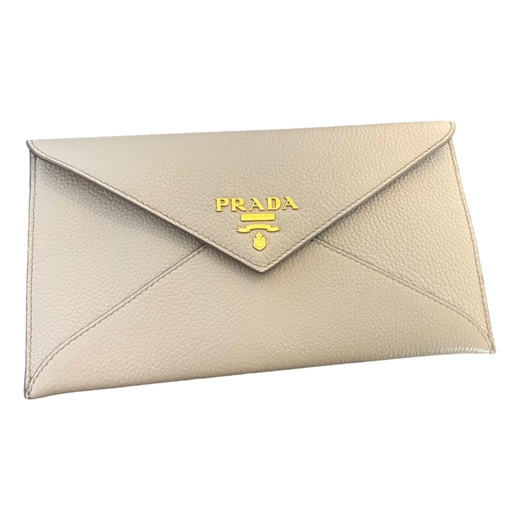 Prada Prada Grey Vitello Grain Leather Long Envelope Wallet