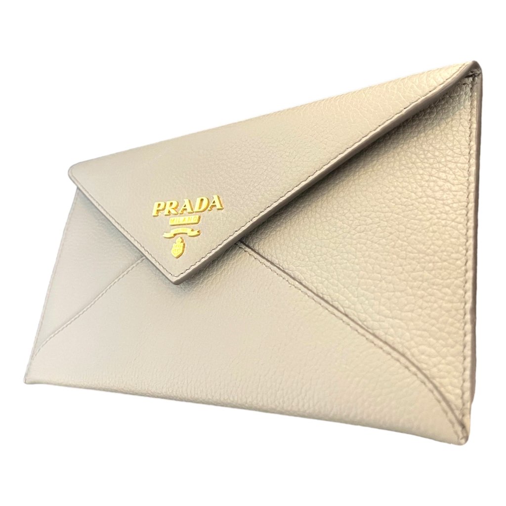 Prada Prada Grey Vitello Grain Leather Long Envelope Wallet - Detail 1