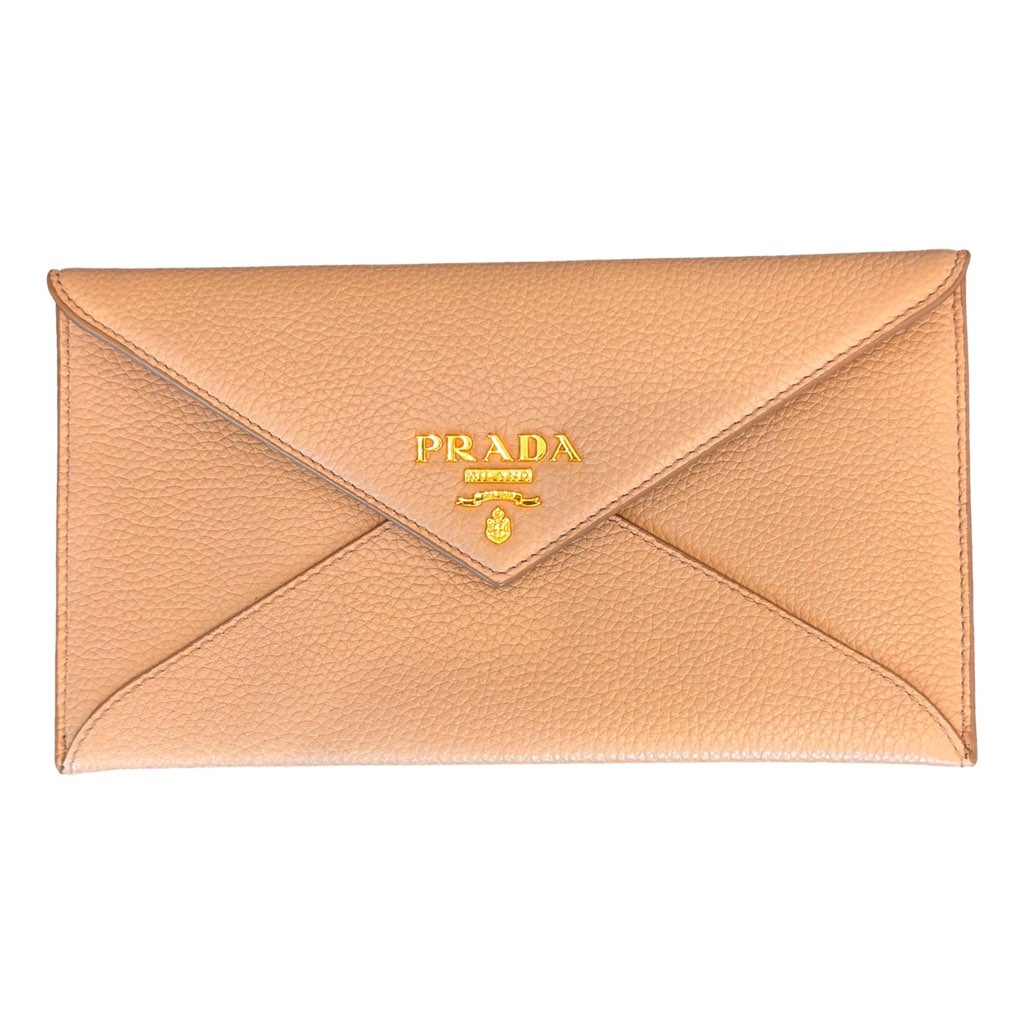 Prada Prada Beige Vitello Grain Leather Long Envelope Wallet