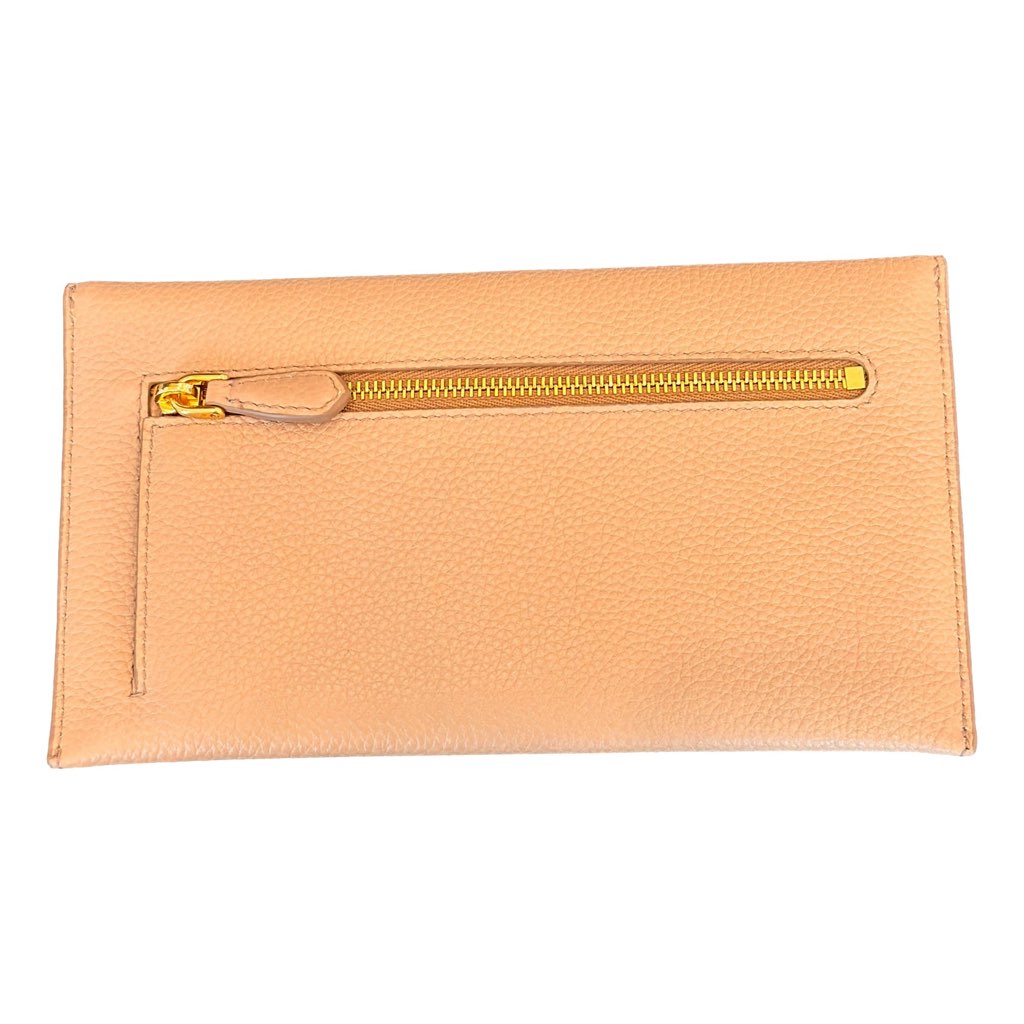 Prada Prada Beige Vitello Grain Leather Long Envelope Wallet - Back view