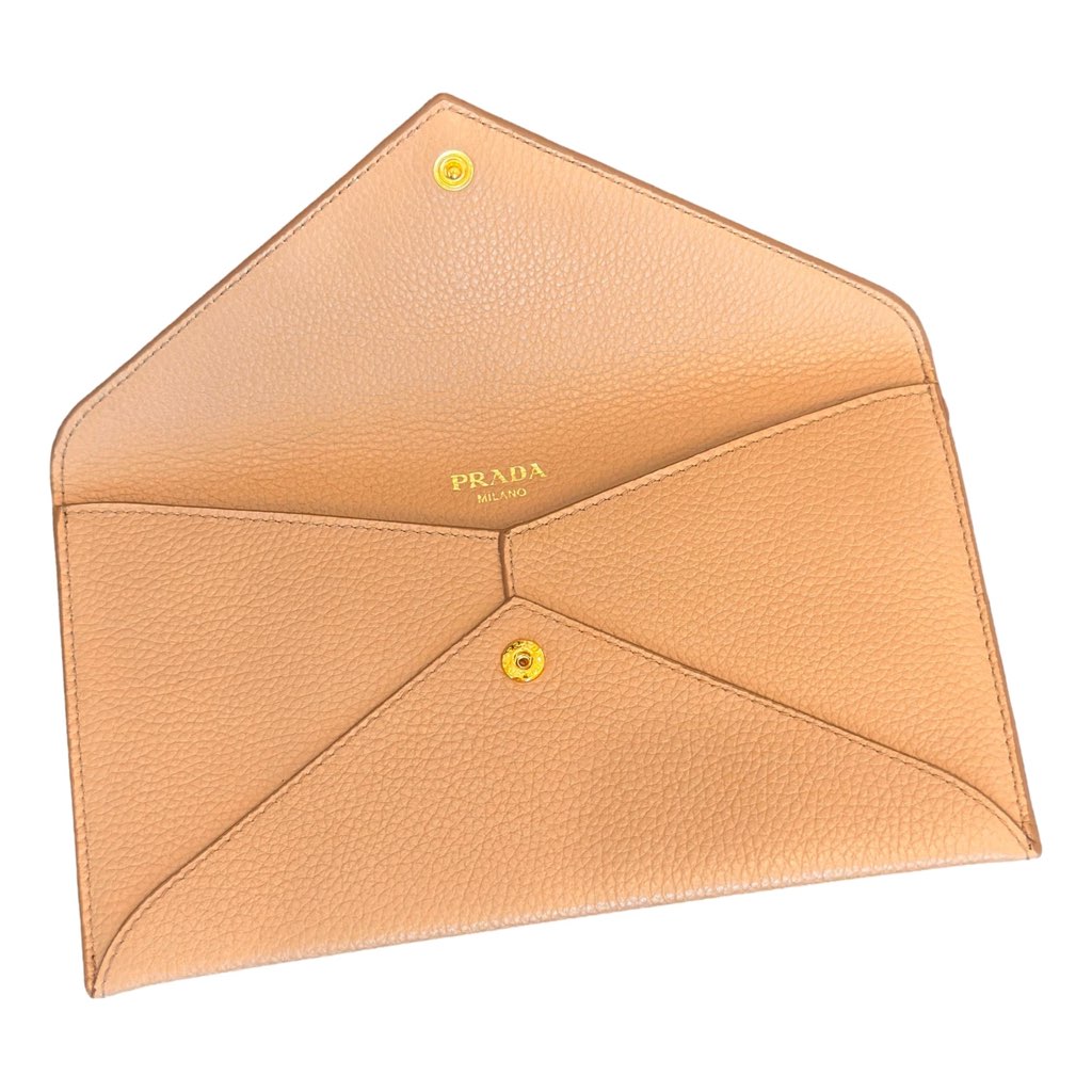 Prada Prada Beige Vitello Grain Leather Long Envelope Wallet - Detail 1