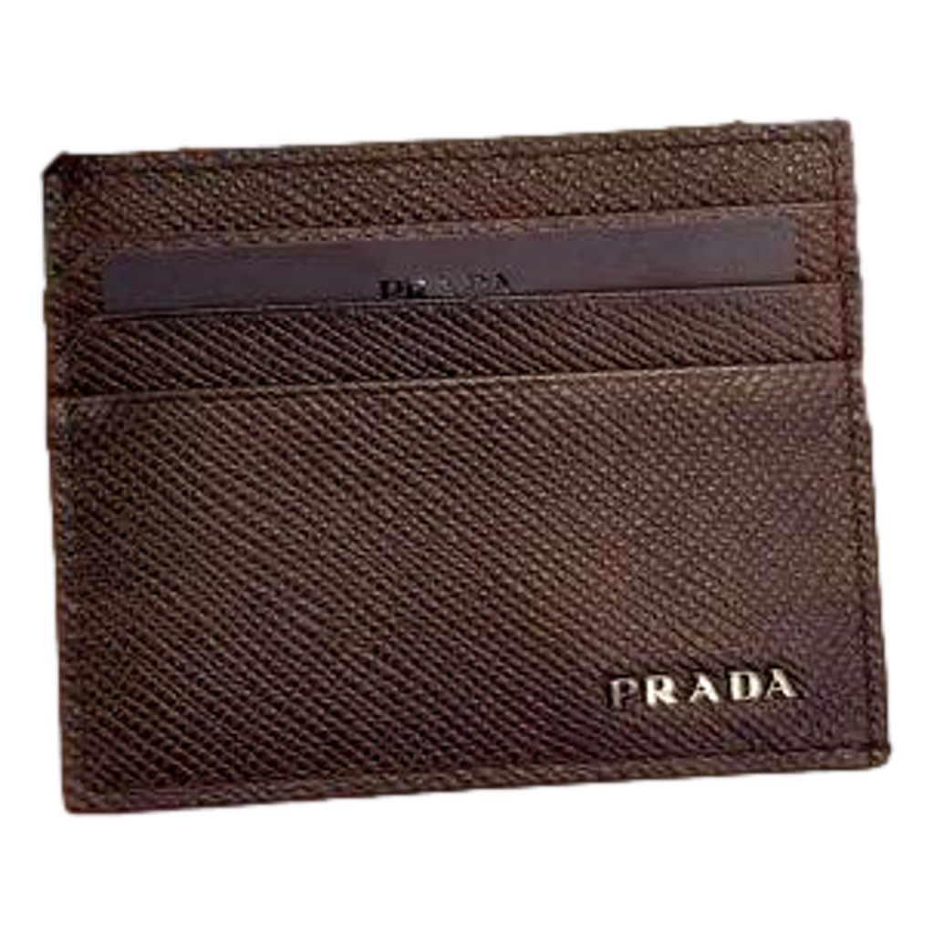 Prada Prada Saffiano Mens Bruciato Brown Credit Card Wallet