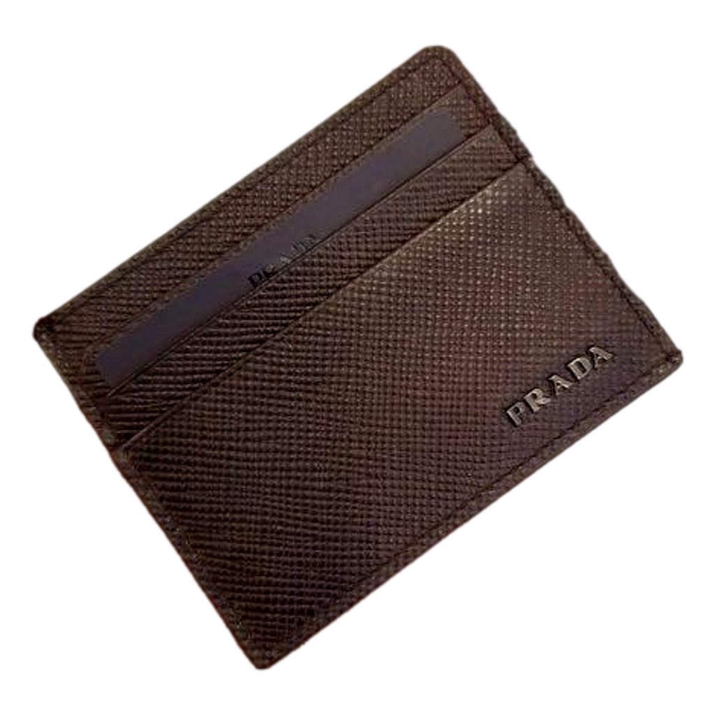 Prada Prada Saffiano Mens Bruciato Brown Credit Card Wallet - Detail 2
