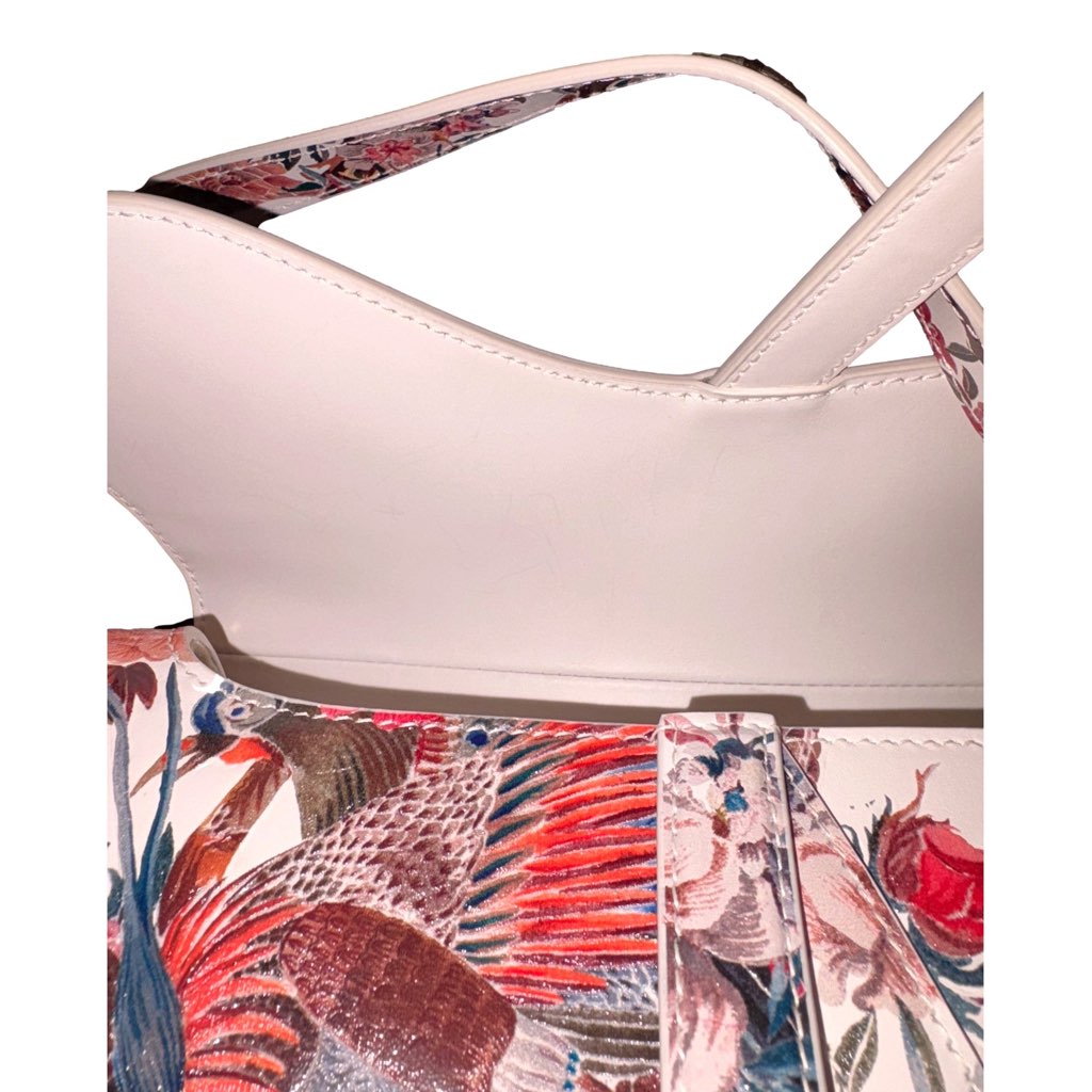 Dior Dior Rare Floral and Bird Print Leather Saddle Bag Gold Detailing - Detail 2