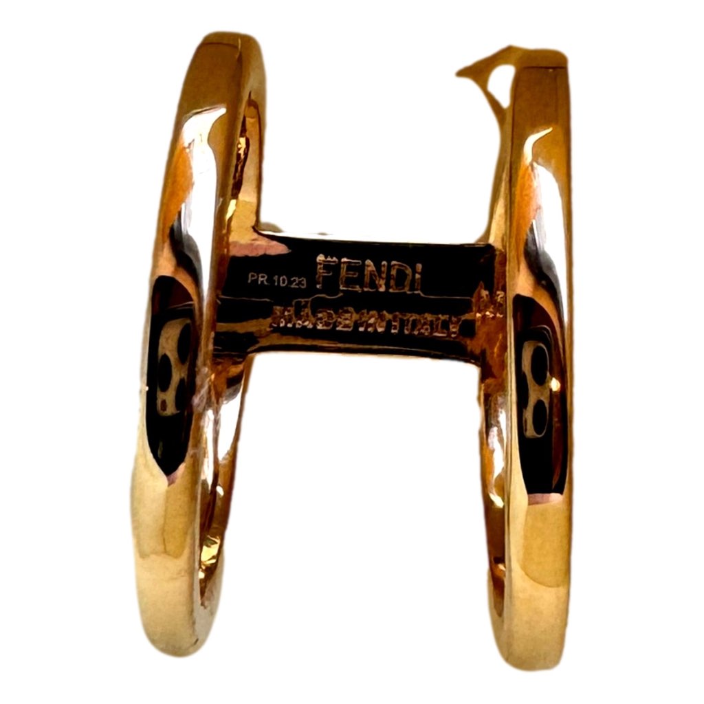 Fendi Fendi FF Oro Soft Logo Black and Gold Ring Medium - Image 6