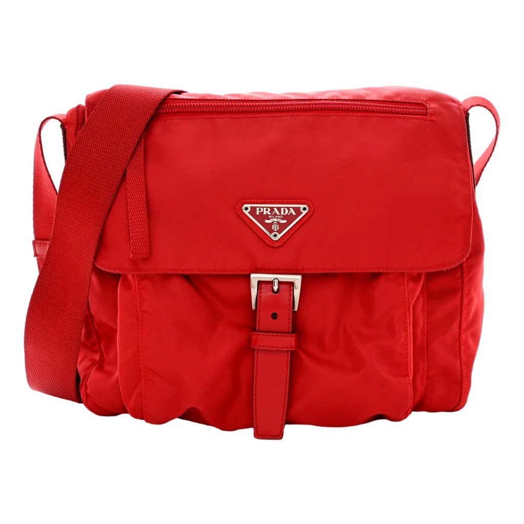 Prada Prada Rosso Pattina Nylon Red Medium Messenger Bag