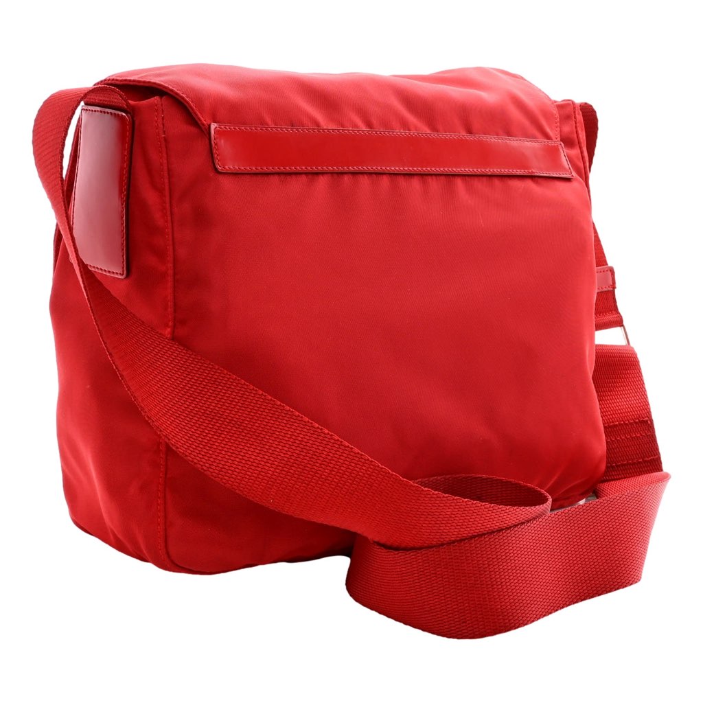 Prada Prada Rosso Pattina Nylon Red Medium Messenger Bag - Image 6