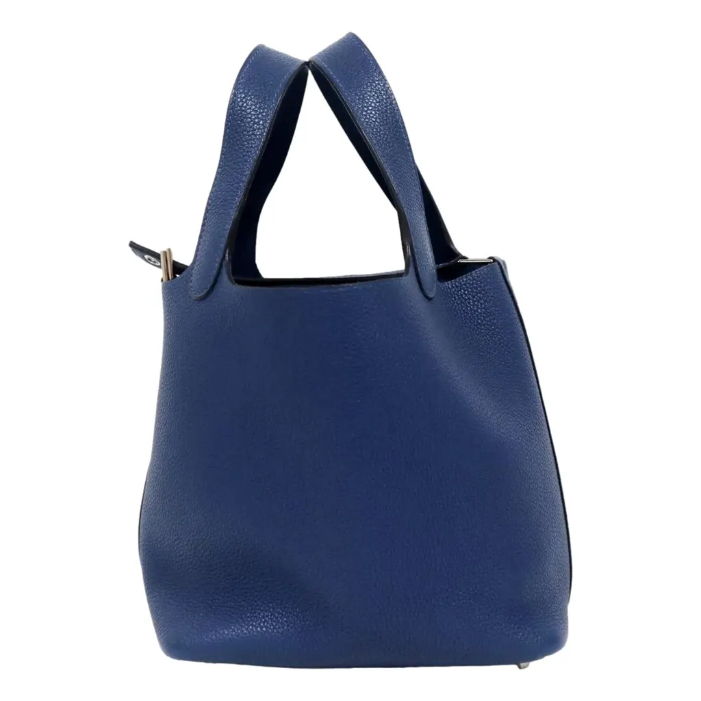 Hermès Picotin 18 Veau Taurillon Clemence Leather Bleu Nuit Blue Leather Good - Front View