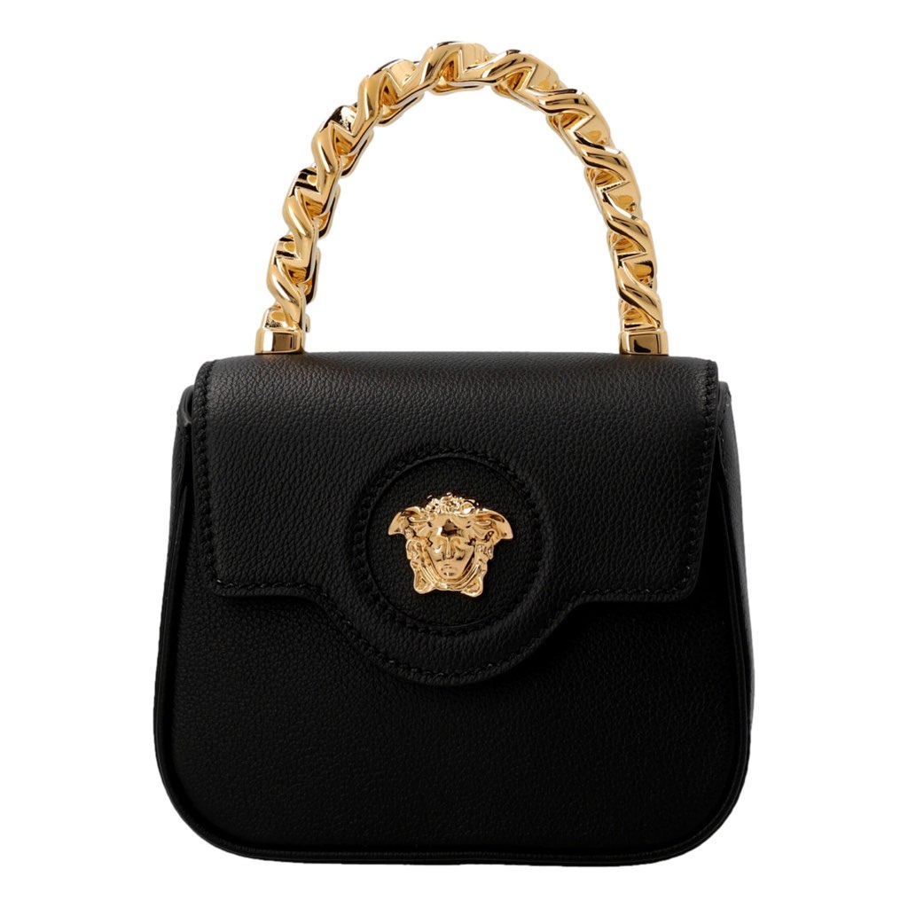 Versace Versace Top Handle Black Mini Vitello Leather Handbag - Back view