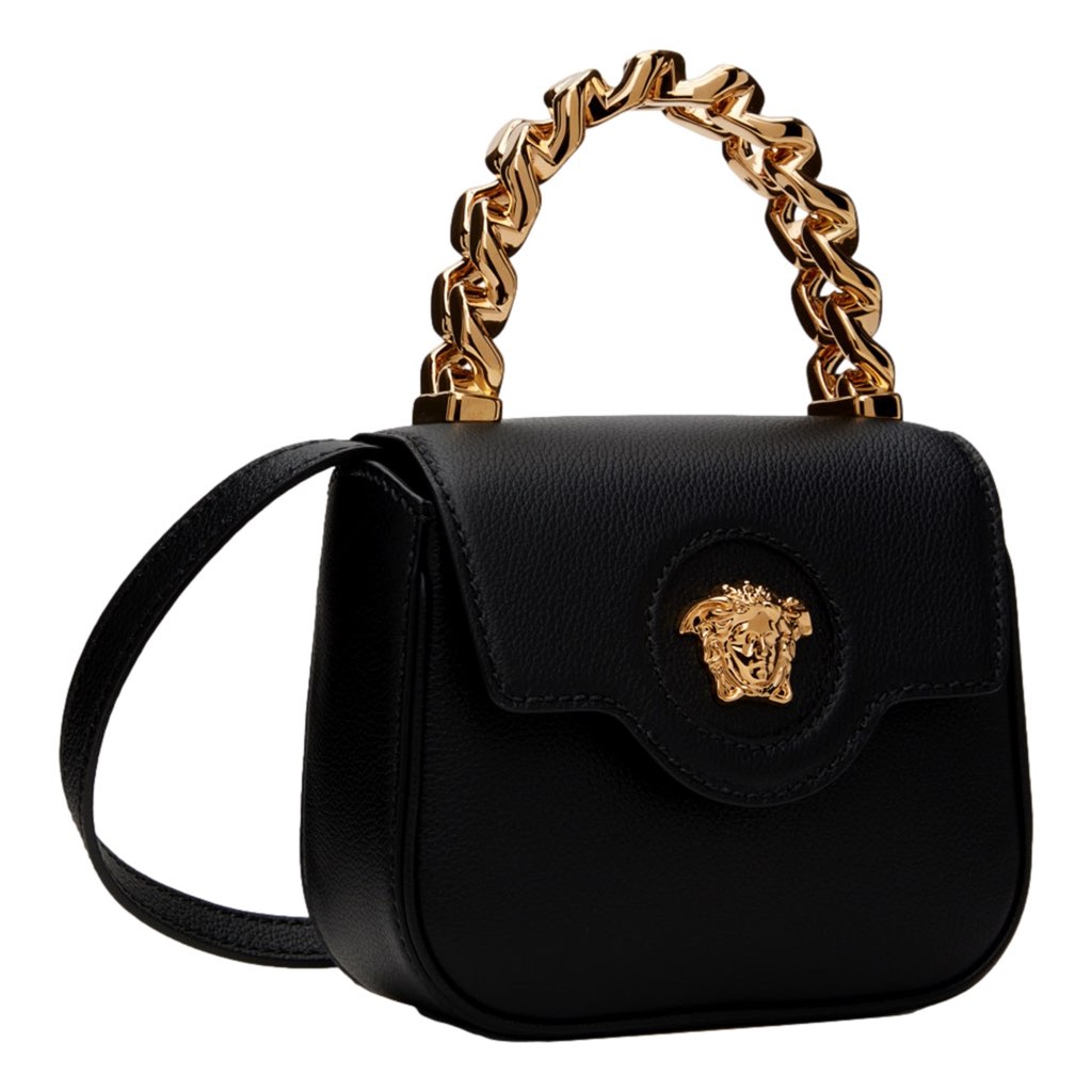 Versace Versace Top Handle Black Mini Vitello Leather Handbag - Image 6
