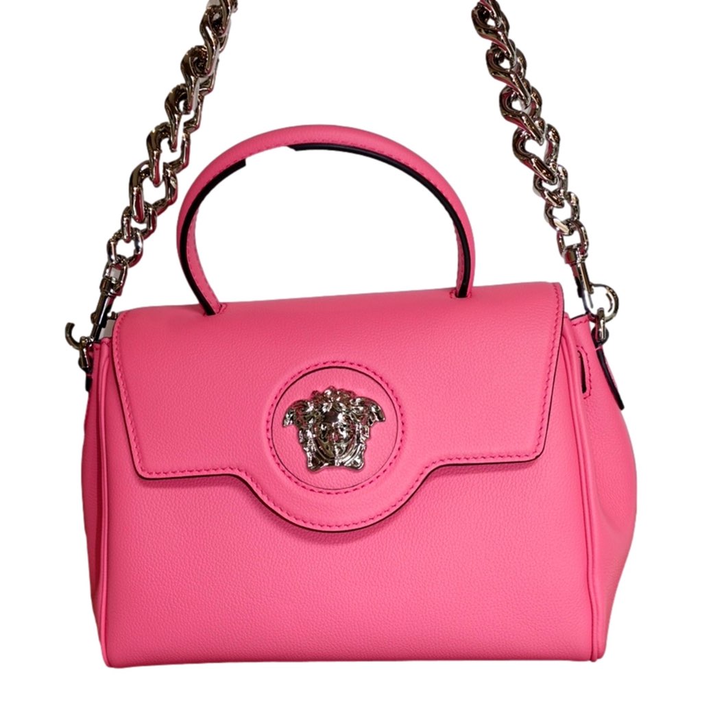 Versace Versace Top Handle Flamingo Pink Vitello Leather Handbag - Detail 1