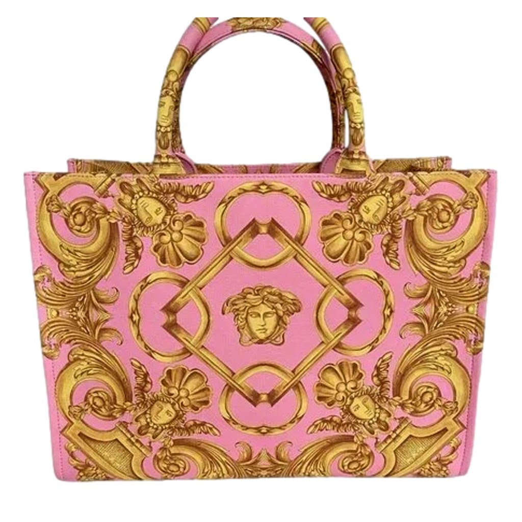Versace Versace Pastel Pink Signature Print Large Canvas Tote