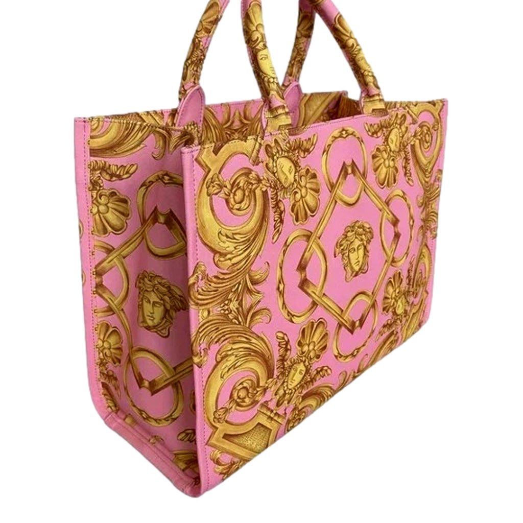 Versace Versace Pastel Pink Signature Print Large Canvas Tote - Back view