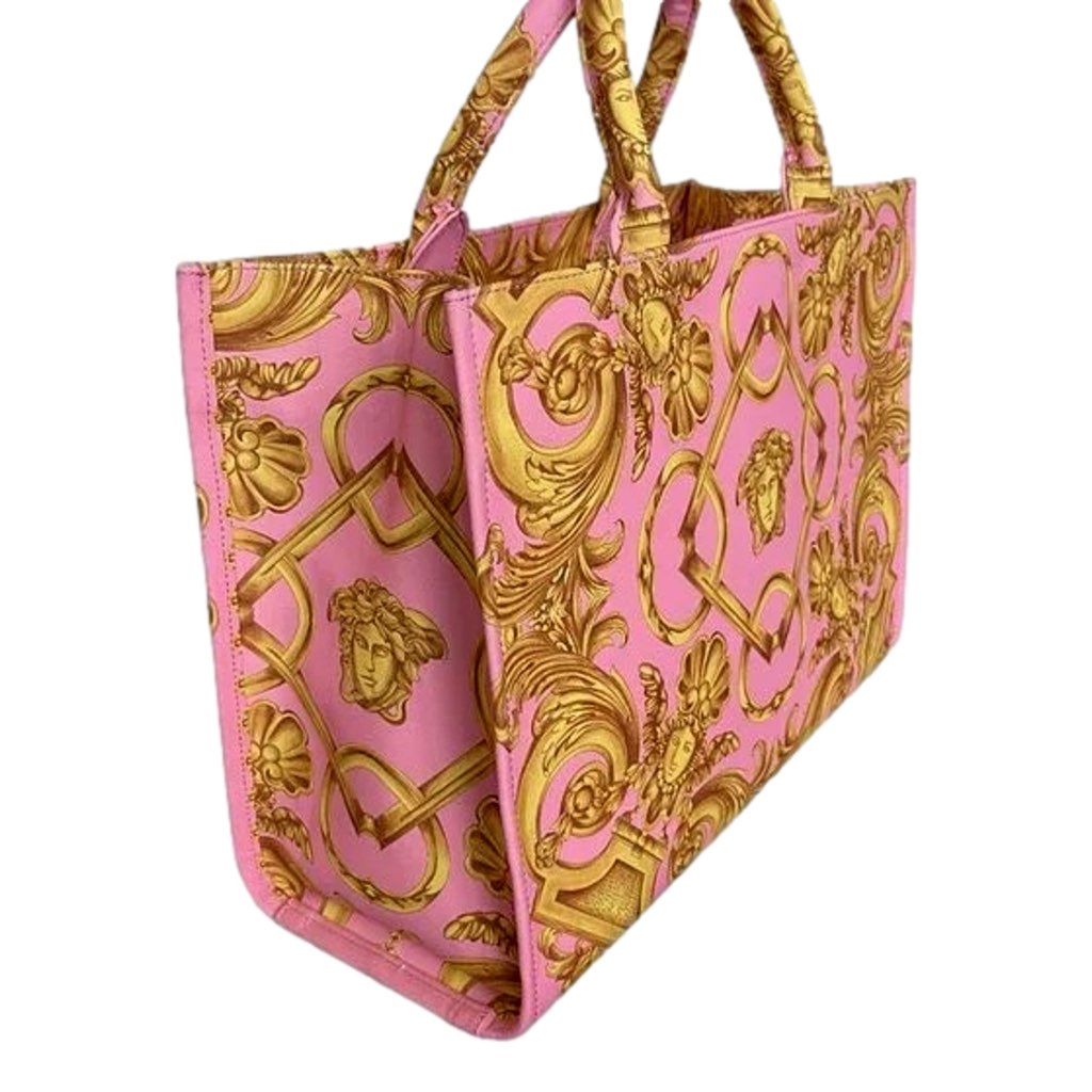 Versace Versace Pastel Pink Signature Print Large Canvas Tote - Image 6