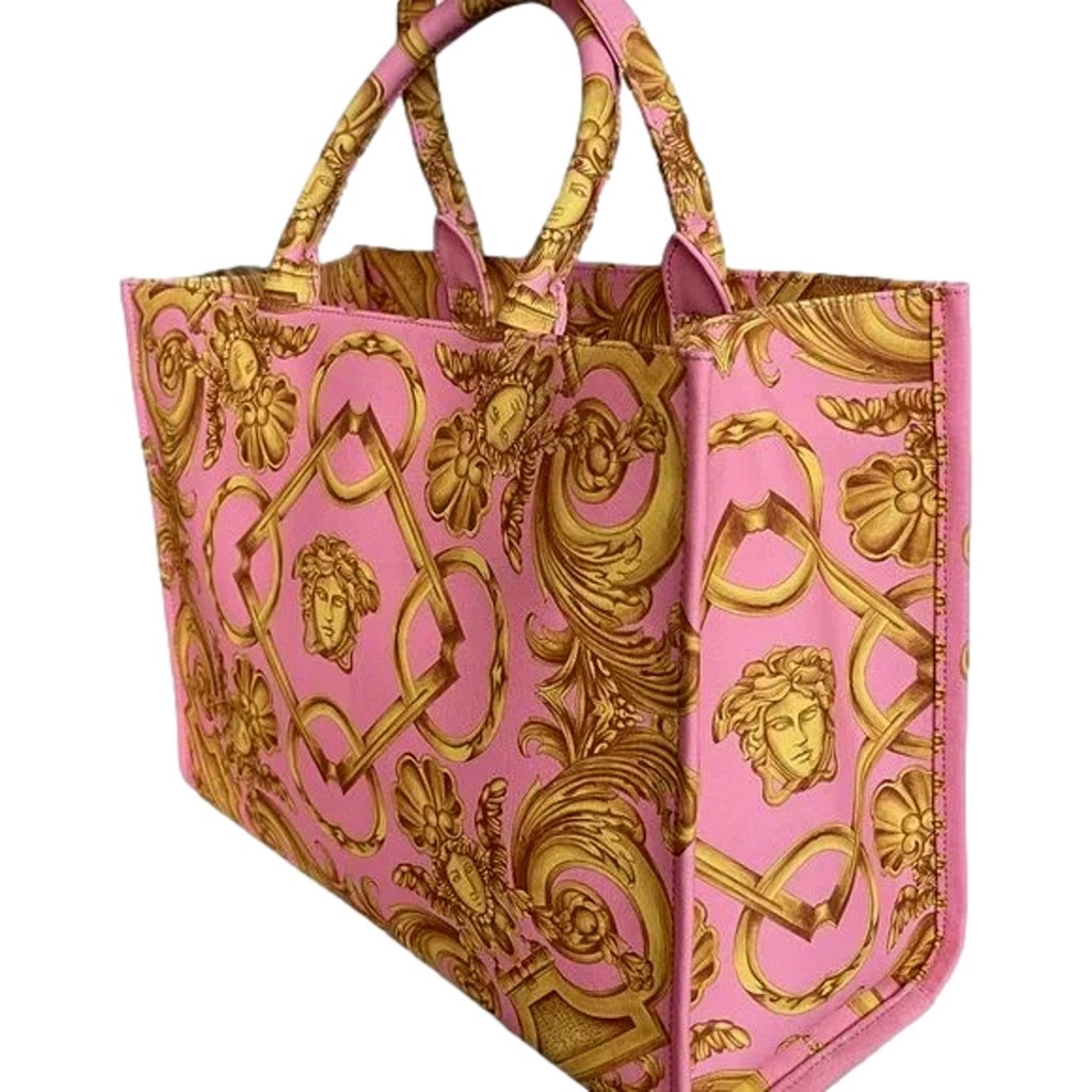 Versace Versace Pastel Pink Signature Print Large Canvas Tote - 4