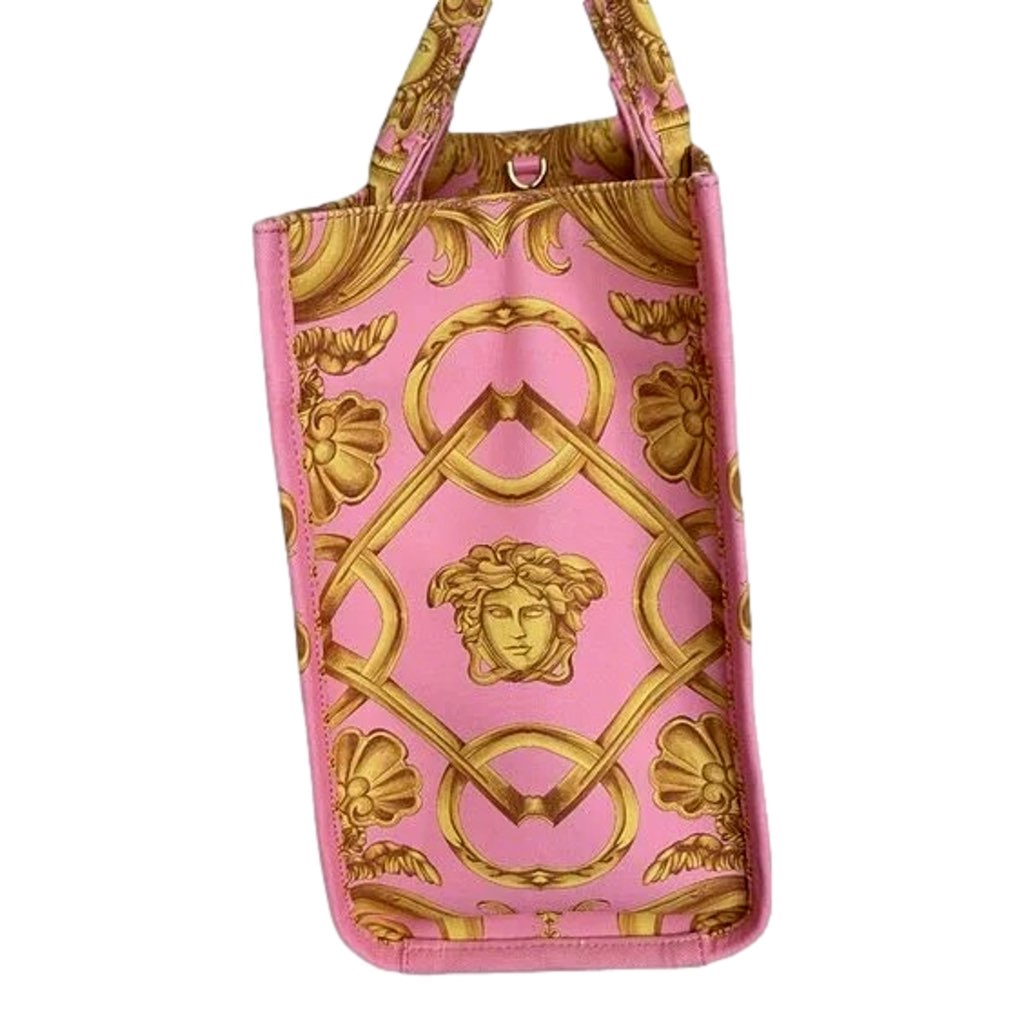 Versace Versace Pastel Pink Signature Print Large Canvas Tote - Side view